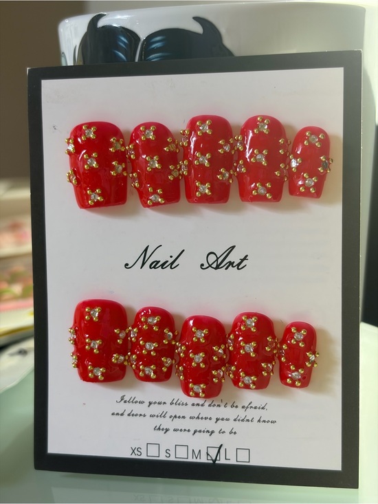 Other - Red Rhinestone Press-On Nail Set - Med